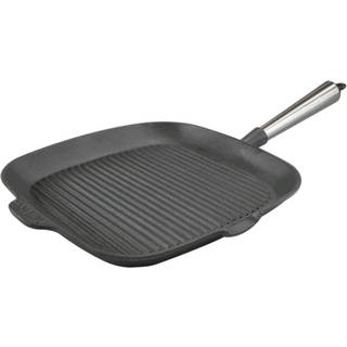 Firkantet grillpande støbejern 28 cm med høje kanter, jern