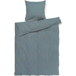 Juna Bæk & Bølge Sengesæt 150x210 + 50x60 Cm t/okkergult - Sengetøj Økologisk Bomuld Blå - 636055
