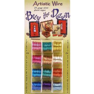 Kunstnerisk ledning 24 gauge / .51 mm s?lvbelagt pletresistent farvet kobberh?ndv?rkstr?d Buy-the-dusen forskellige farver 5 yd / 4,5 m hver 12 s