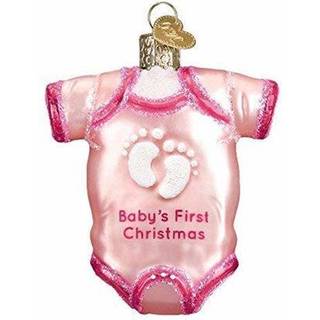 Old World Christmas Pink Baby Onesie Glass blæst ornament til juletræ 3x3