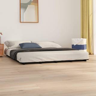sengeramme 200x200 cm massivt fyrretræ sort