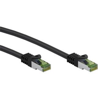 Goobay GHMT-certificeret CAT 8.1 netværkskabel, S/FTP (PiMF), sort kobberleder, LSZH halogenfri kabelkappe, 0.25 m