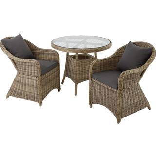 Polyrattan havestole med bord - natur