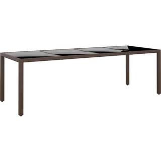 havebord med glasplade polyrattan brun