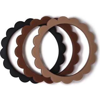 Mushie - Flower Bracelet 3-Pak Bidering - Black/Natural/Caramel