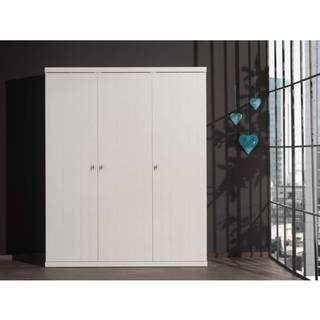 Garderobeskab 3-dørs – Robin, hvid MDF og massivt fyr