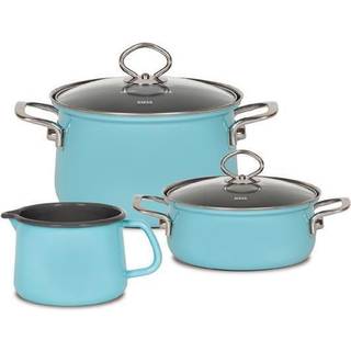 Riess Nouvelle Kristallblau 3-teiliges Koch-Starter-Set - Emaille - Blau