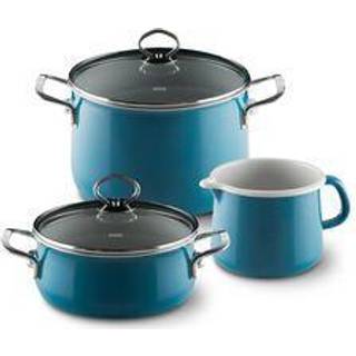 Riess Nouvelle Aquamarin extra stark 3-teiliges Koch-Starter-Set - Emaille - Blau