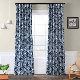 HPD Half Price Drapes Trykt v?relse m?rkere gardiner til stue og sovev?relse 50 x 96 Boch-KC108A-96 (1 panel) Woodcut Navy