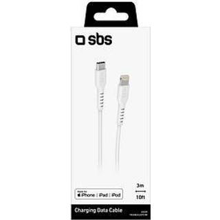 SBS USB-C til Lightning Kabel - 3 Meter - MFI - 480 Mbit/s - Hvid