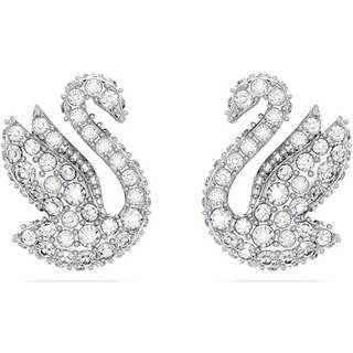 Swarovski Iconic Swan Ohrstecker, Schwan, Weiß, Rhodiniert