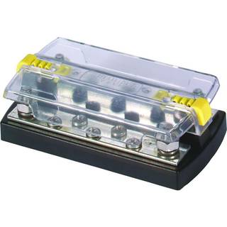 Klemrække Blue Sea Systems DualBus Plus BusBar, 10 x M5 (#10-32) + 4 (M6), 130 A AC / 150 A DC, med låg