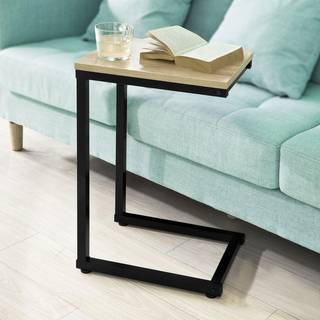 SoBuy Sofabord med hjul - Sort, naturtræ look - 60x30x40 cm