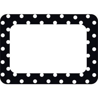 L?rer skabte ressourcer sorte polka prikker 2 navneskilt/etiketter pakning p? 36