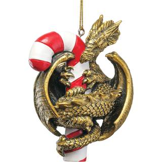 Design Toscano Gothic Dragon med en Candy Cane Sweet Tooth Christmas Tree Ornament Single