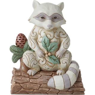Enesco Jim Shore Heartwood Creek White Woodland Raccoon og Pinecone Figur 4 tommer flerfarvet