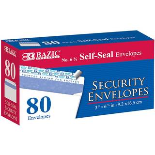 Bazic Security Self Segl Konvolut 3 5/8 """" X 6 1/2 """" #6 No Window Tint M?nster Mailing Konvolutter Peel & Seal (80/Pack) 1-Pack