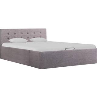 Hydraulisk Opbevaringsseng 90 X 200 Stof - Gråbrun / 120 x 200 cm