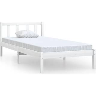 sengeramme 90x190 cm Single massivt fyrretræ hvid