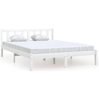 sengeramme 150x200 cm King Size massivt fyrretræ hvid