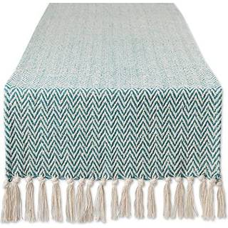 Teal Handloom Chevron Table Runner 15x108