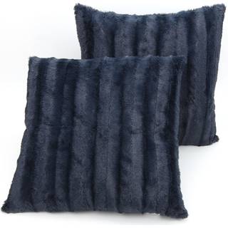 Cheer Collection faux pels kast puder - dekorative puder til sofa seng kaste puder bl? accent puder til sovev?relse eller stue ?stetisk s?t med 2
