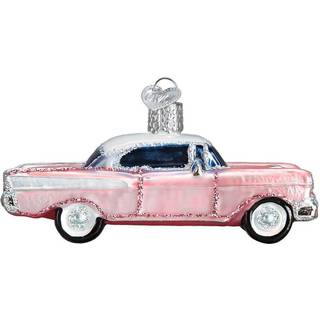 Old World Christmas Glass Blown Ornament Classic Car (46023) Pink