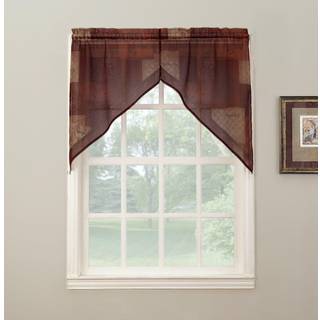 Nr. 918 Eden Inspirational Patchwork Semi-Sheer Rod Pocket Kitchen Curtain Swag Pair 56 """" X 36 """" Multi