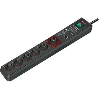 TV/PC Elspareskinne med masterstik - 6 udtag - Schuko jord - 3 m