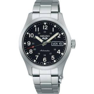 Seiko 5 Sports 'In the metal' Midfield Automatic Black Dial Steel Bracelet Watch SRPJ81K1