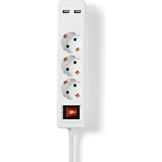 Grenstik 3-Vejs Typ F CEE 7/7 Jordet Kontakt, 3680W - Hvidt