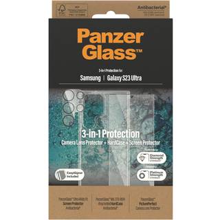 Samsung Galaxy S23 Ultra PanzerGlass 3-i-1 Bundle m. EasyAligner - Skærmbeskyttelse (UWF) / Bagsidecover / Kamerabeskyttelse - Gennemsigtig