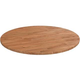 rund bordplade Ø90x1,5 cm behandlet massivt egetræ lysebrun