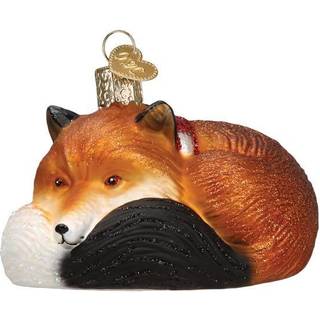 Old World Christmas Jul Cosy Fox Glass Blæst Ornament til juletræ