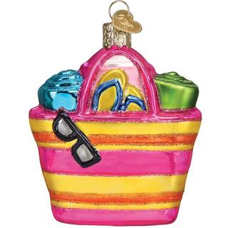 Old World Christmas Beach Bag Glass bl?st ornamenter til juletr?