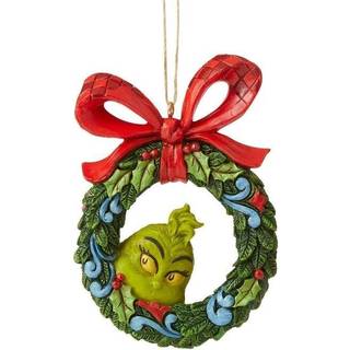 Enesco Jim Shore The Grinch Face kigger gennem en krans h?ngende ornament 3.54 """" H flerfarvet til jul