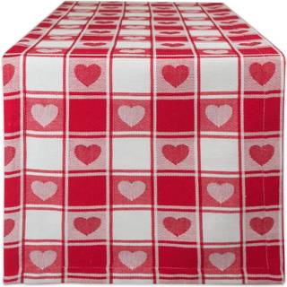 DII Hearts Woven Check Table Runner 14x108 """"