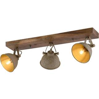 Loftslampe Samia 3-lys, træ, beige tekstureret