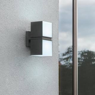 LUTEC CUBA udendørs LED væglampe, 2 lyskilder, 4000K, IP54, mørk grå
