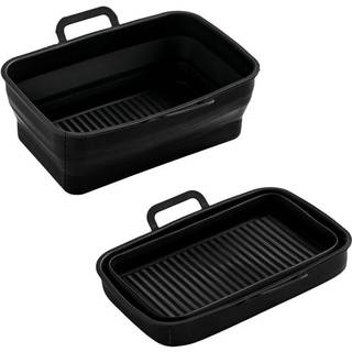 Sammenklappelig firkantet Air Fryer silikoneform 19,5x12,7x7 cm Sort