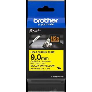 Brother HSe-621E sort på gul krympeflextape 9 mm