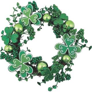 Sjov Express St Patrick's Day Shamrock -krans - 13 -tommer kunstig Shamrock -krans - For?r - D?r eller v?gindretning