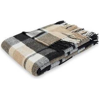 Uldplaid med finkæmmet uld - 130x200 cm - Blødt uldtæppe med flotte mocca tern - By Borg plaid