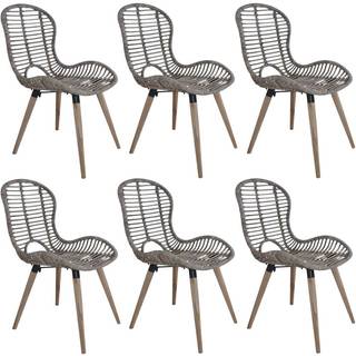 spisebordsstole 6 stk. naturligt rattan brun