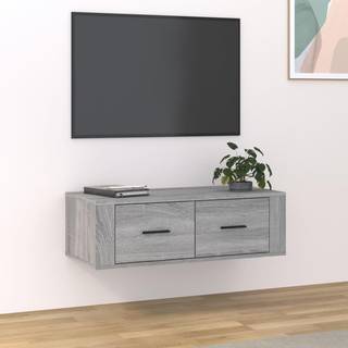væghængt tv-bord 80x36x25 cm konstrueret træ grå sonoma-eg