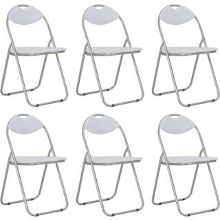 sammenklappelige spisebordsstole 6 stk. hvid kunstlæder