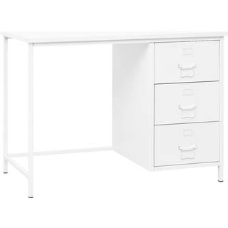 industrielt skrivebord med skuffer 105x52x75 cm stål hvid