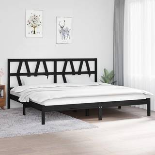 sengeramme 200x200 cm massivt fyrretræ sort