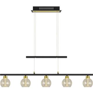 Brass LED-pendel, højdejusterbar, 5 lyskilder