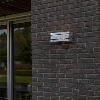 LUTEC FLAIR udendørs væglampe, H26 cm, E27, IP44, sort med træ effekt